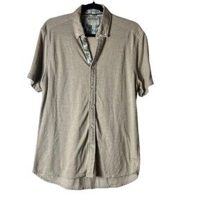 HERITAGE Report Collection Contrast Button Up Short Sleeve Shirt Size Large